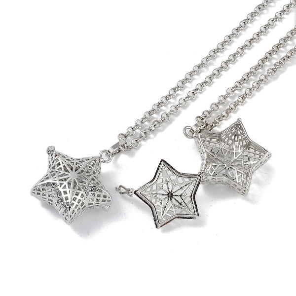 

PandaHall Brass Pendant Necklaces, Iron Rolo Chains, Star, Platinum, 31.77 inch(807mm) Brass Star