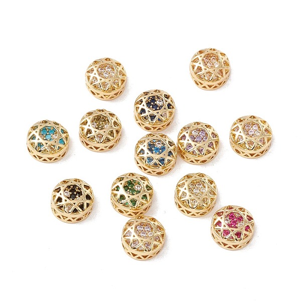 

PandaHall Eco-friendly Brass Cubic Zirconia Multi-Strand Links, Nickel Free, Rack Plating, Cadmium Free & Lead Free, Flat Round, Mixed Color..., Multicolor