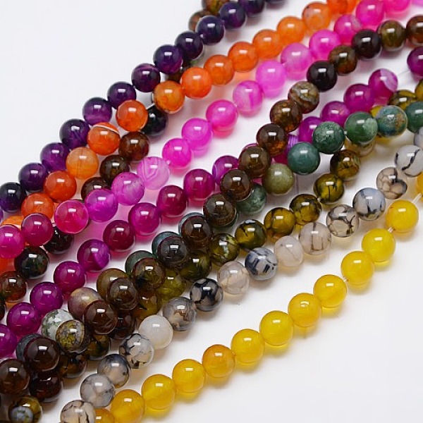 

PandaHall Natural Agate Beads Strand, Round, Dyed, Mixed Color, 8mm, Hole: 1mm, about 48pcs/strand, 14.96 inch Natural Agate Round..., Multicolor