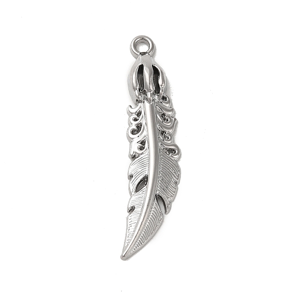

PandaHall Alloy Pendant, Feather, Platinum, 60x15.5x6.5mm, Hole: 2.5mm Alloy Feather