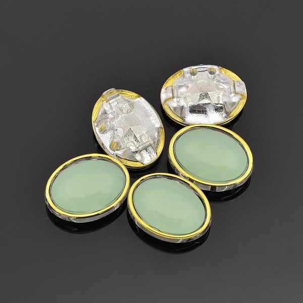 

PandaHall Sew on Taiwan Acrylic, Garment Accessories, Faceted, Oval, Light Green, 12x10x5.5mm, Hole: 0.5mm Acrylic Rhinestone Oval Green
