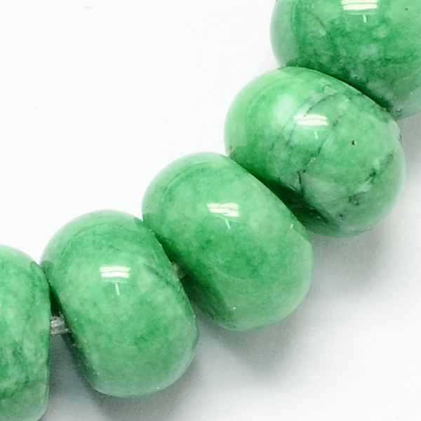 

PandaHall Natural Malaysia Jade Stone Beads Strands, Dyed, Rondelle, Medium Sea Green, 8x5mm, Hole: 1mm, about 60~65pcs/strand, 15.7 inch...
