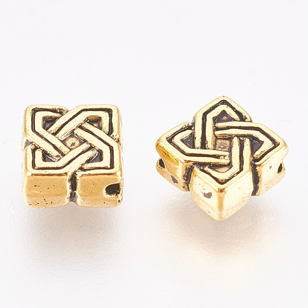 

PandaHall Tibetan Style Alloy Beads, Antique Golden Color, Lead Free & Cadmium Free, Rhombus, Size: about 7mm in diameter, 4mm thick, hole...