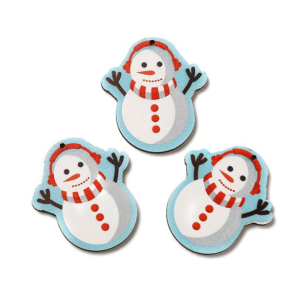 

PandaHall Single Face Printed Wood Pendants, Christmas Charms, Snowman, 49.5x44x2.6mm, Hole: 2mm Wood Snowman