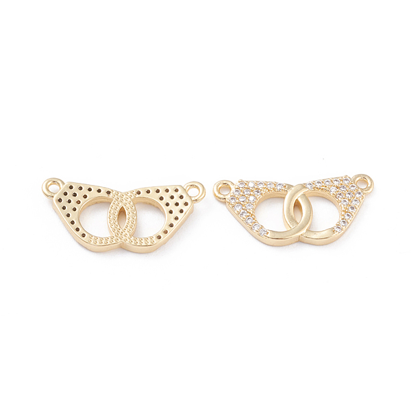 

PandaHall Brass Micro Pave Clear Cubic Zirconia Pendants, Long-Lasting Plated, Handcuffs, Real 18K Gold Plated, 11x21.5x2mm, Hole: 1.2mm...