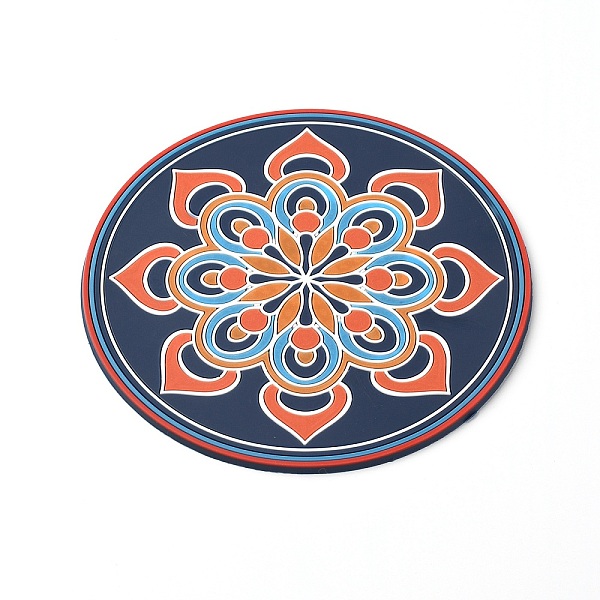 

PandaHall (Clearance Sale)PVC Cup Mat, with Flower Pattern, Flat Round, Floral Pattern, 127x2mm Plastic