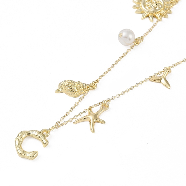 

PandaHall Bohemian Summer Beach Style 18K Gold Plated Shell Shape Initial Pendant Necklaces Brass