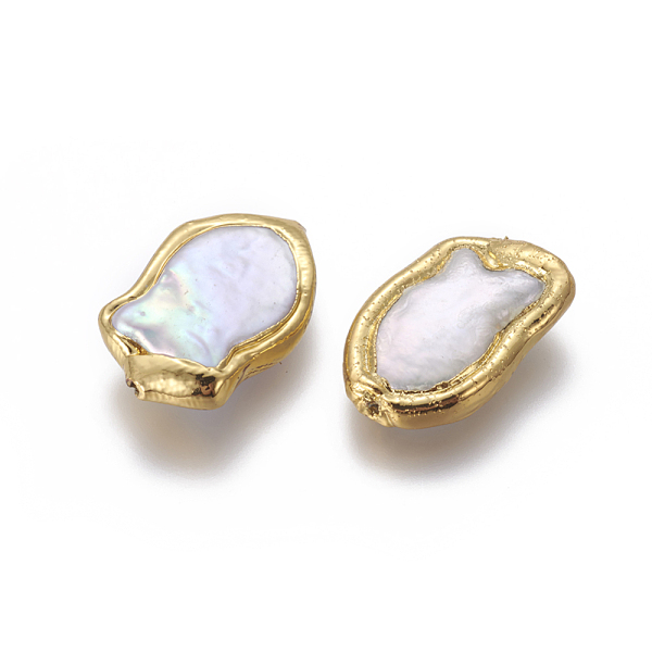 

PandaHall Natural Cultured Freshwater Pearl Beads, with Brass Findings, Fish, Golden, 19~22.5x12~14.5x4~7mm, Hole: 0.7mm Pearl Fish