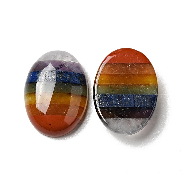 

PandaHall Chakra Natural Mixed Gemstone Cabochons, Flat Back, Oval, 25x18x7mm Mixed Stone Oval