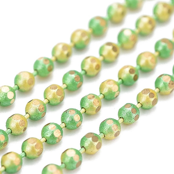 

PandaHall Electroplated Brass Faceted Ball Chains, Round, with Spool, Soldered, Green Yellow, 1.5mm, about 164.04 Feet(50m)/roll Brass Green