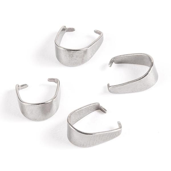 

PandaHall 304 Stainless Steel Snap on Bails, Stainless Steel Color, 7x4x3mm, Inner: 6x3mm 304 Stainless Steel