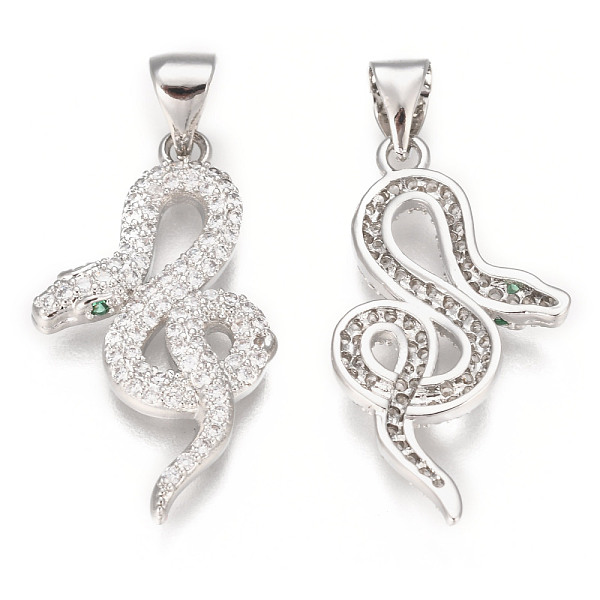 

PandaHall Brass Micro Pave Clear Cubic Zirconia Pendants, Snake, Real Platinum Plated, 25x14x3mm, Hole: 4.5x3mm Brass+Cubic Zirconia Snake...
