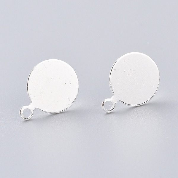 

PandaHall Brass Stud Earring Findings, Long-Lasting Plated, with Loop and 925 Sterling Silver Pin, Flat Round, Silver, 13.3x10x0.5mm, Pin...
