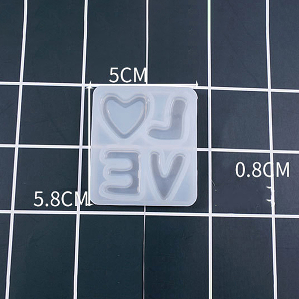 

PandaHall Silicone Molds, Resin Casting Molds, For UV Resin, Epoxy Resin Jewelry Making, Love, White, 58x50x8mm Silicone Word White