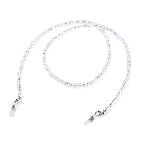 

PandaHall Eyeglasses Chains, Neck Strap for Eyeglasses, with Transparent Acrylic Round Beads, 304 Stainless Steel Lobster Claw Clasps and..., White