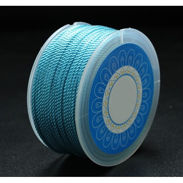 

PandaHall Round Nylon Cords, Milan Cords/Twisted Cords, Sky Blue, 2.5mm, about 10.93 yards(10m)/roll Nylon Blue