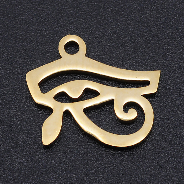 PandaHall 201 Stainless Steel Laser Cut Charms, Egyptian Eye of Horus, Golden, 12x13.5x1mm, Hole: 1.5mm 201 Stainless Steel Eye