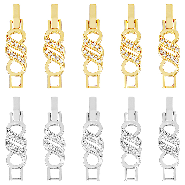 

PandaHall DICOSMETIC 10Pcs 2 Colors Cubic Zirconia Watch Band Clasps CZ Fold Over Clasp Watch Band Clasps Rhinestone Foldover Extension..., Clear