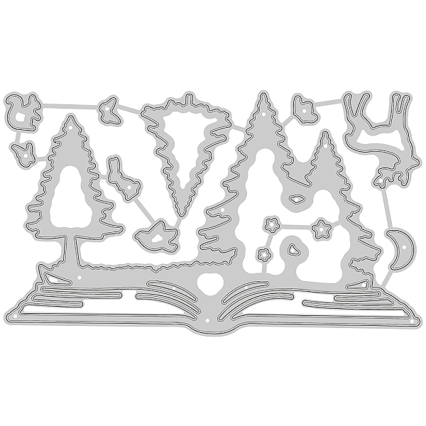 PandaHall BENECREAT 11.3x6.6cm/4.5x2.6 Inch Tree Book Cutting Dies Set, Deer Rabbit Squirrel Bird Moon Carbon Steel Stencil Template for DIY...