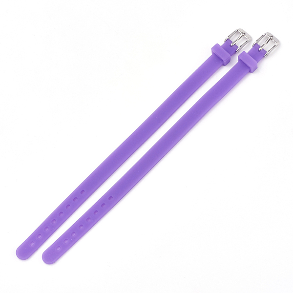 

PandaHall Silicone Watch Bands, with 201 Stainless Steel Clasps, Blue Violet, 8-7/8 inch(22.5~22.7cm), 10x3mm Silicone Purple