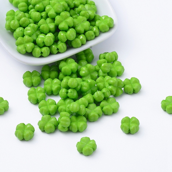 

PandaHall Opaque Acrylic Beads, Faceted Clover, Lime Green, 11x11x6mm, Hole: 1mm Acrylic Clover Green