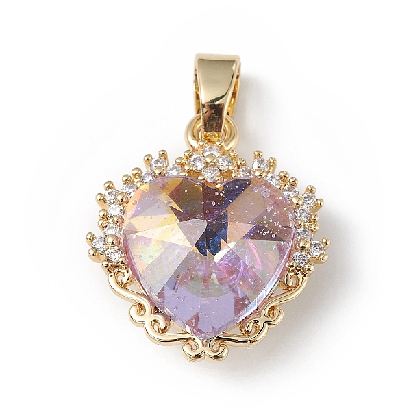

PandaHall Real 18K Gold Plated Rack Plating Brass Micro Pave Clear Cubic Zirconia Pendants, with Glass, Long-Lasting Plated, Cadmium Free &..., Purple