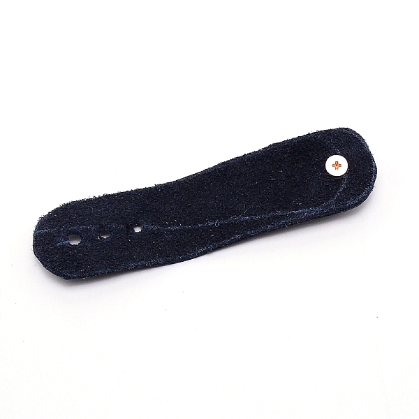 

PandaHall Leather Data Cables Storage Bands, with Iron Button, Flat, Midnight Blue, 90x26x10mm, Hole: 3mm Leather