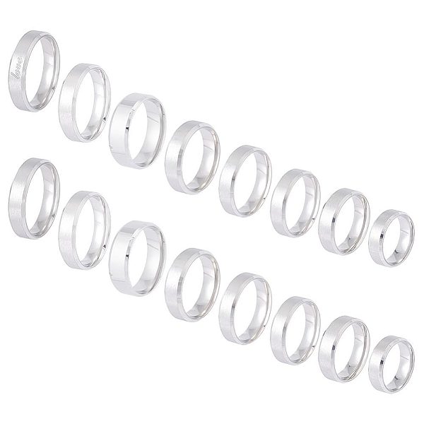 

PandaHall UNICRAFTALE 16pcs 8 Size Titanium Steel Laser Inscription Blank Finger Ring 8mm Wide Band Finger Ring Blank Classical Wedding...
