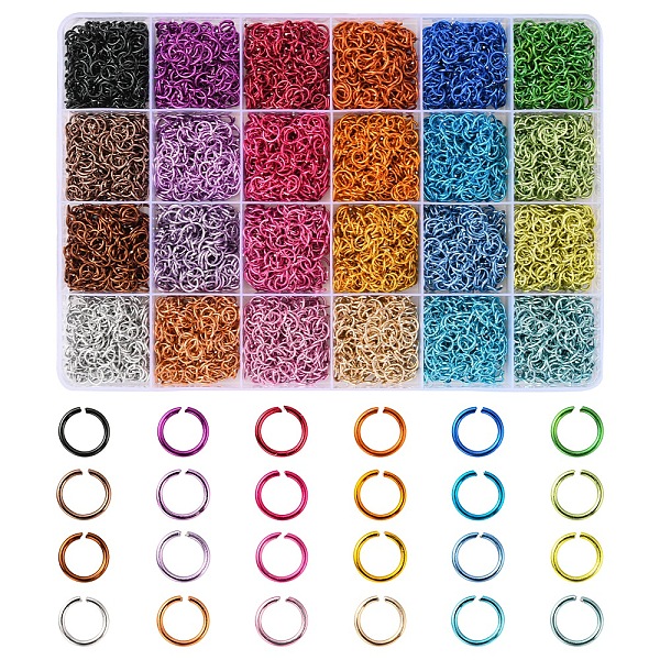 

PandaHall 7224Pcs 24 Colors Aluminum Open Jump Rings, Round Ring, Mixed Color, 20 Gauge, 6x0.8mm, Inner Diameter: 5mm, about 301pcs/color..., Multicolor