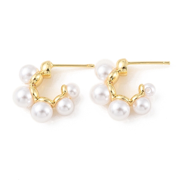 

PandaHall Plastic Pearl Beaded Half Round Stud Earrings, Rack Plating Brass Jewelry for Women, Cadmium Free & Lead Free, Real 18K Gold..., White