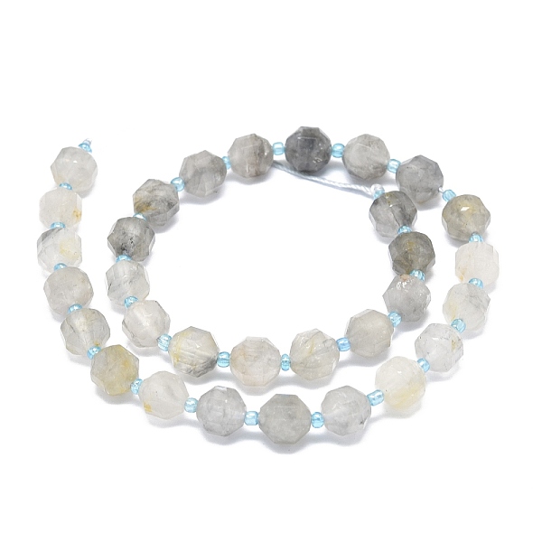 

PandaHall Natural Cloudy Quartz Beads Strands, with Seed Beads, Faceted, Bicone, Double Terminated Point Prism Beads, 9~10.5x8~10mm, Hole...