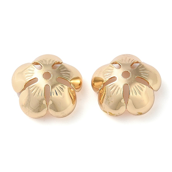 

PandaHall Brass Bead Caps, 5-Petal Flower, Real 14K Gold Plated, 13x13x6.5mm, Hole: 1.4mm Brass