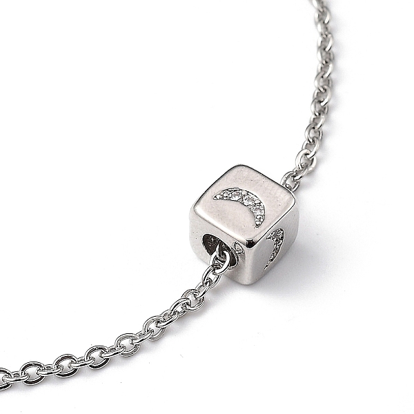 

PandaHall Brass Micro Pave Clear Cubic Zirconia Charms Bracelets, with Brass Spring Ring Clasps, 304 Stainless Steel Cable Chains and...