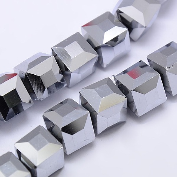

PandaHall Faceted Cube Shaped Crystal Glass Beads Strands, Platinum Plated, 10x10x10mm, Hole: 1mm, about 79pcs/strand, 30.7 inch Glass Cube..., Black