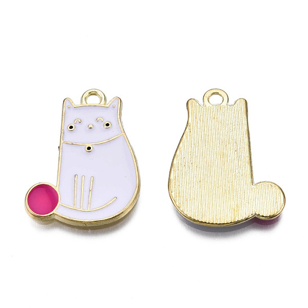

PandaHall Alloy Enamel Pendants, Cadmium Free & Lead Free, Light Gold, Cat, White, 26.5x20x1.5mm, Hole: 2mm Alloy+Enamel Cat Shape White