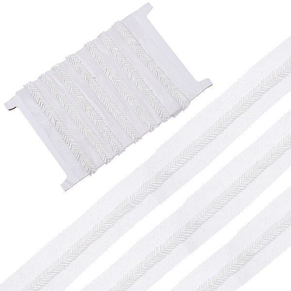

PandaHall CHGCRAFT Mesh Fabric with Plastic Wheat Beads Ribbon, White, 1-1/2 inch(37mm), 2 yards/bag Fibre White