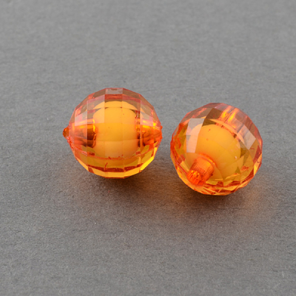 

PandaHall Transparent Acrylic Beads, Bead in Bead, Faceted, Round, Orange Red, 12mm, Hole: 2mm, about 580pcs/500g Acrylic Round Red