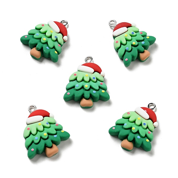 

PandaHall Christmas Opaque Resin Pendants, with Platinum Tone Iron Loops, Christmas Tree with Hat Charm, Sea Green, 28.5x22x6.5mm, Hole...