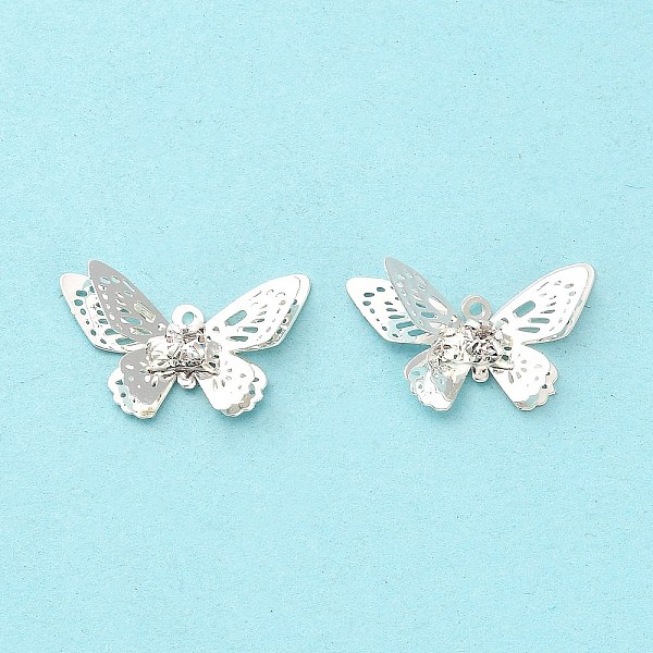 

PandaHall Brass Pendants, with Rhinestone, Butterfly Charm, Silver, 12.5x20.5x4mm, Hole: 0.9mm Brass+Rhinestone Butterfly