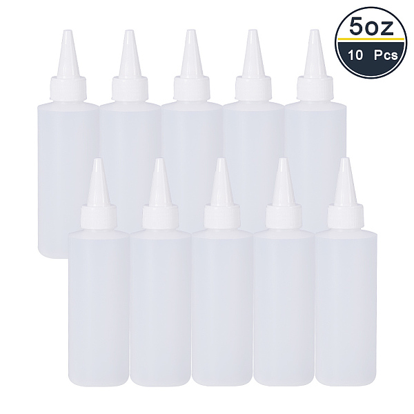 PandaHall BENECREAT 10Pack 5 Ounce Plastic Squeeze Dispensing Bottles with Leak-Proof White Cap - Good for Crafts, Art, Glue, Multi Purpose...