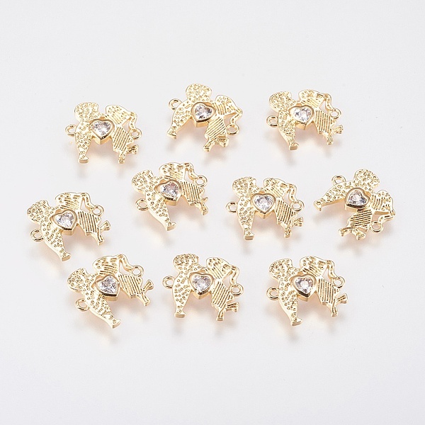 

PandaHall Brass Cubic Zirconia Links, Clear, Lovers, Nickel Free, Real 18K Gold Plated, 12x13x2mm, Hole: 1mm Brass+Cubic Zirconia Human...