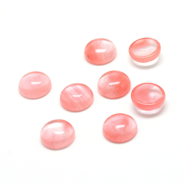 

PandaHall Cherry Quartz Glass Cabochons, Half Round, 8x4mm Watermelon Stone Half Round