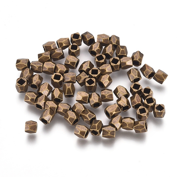 

PandaHall Brass Spacer Beads, Faceted, Column, Nickel Free, Antique Bronze, 3x3mm, Hole: 1.5mm Brass Column