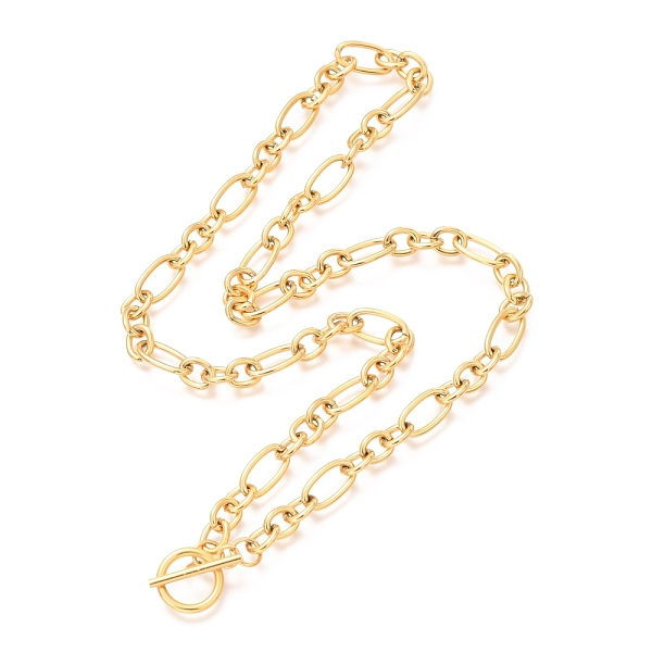 

PandaHall Unisex Vacuum Plating 304 Stainless Steel Figaro Chain Necklaces, with Toggle Clasps, Golden, 20.47 inch(52cm) 304 Stainless Steel