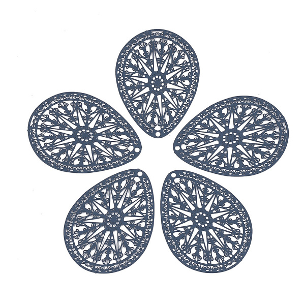 

PandaHall 430 Stainless Steel Filigree Pendants, Spray Painted, Etched Metal Embellishments, Teardrop, Medium Blue, 39x28x0.5mm, Hole: 1.5mm...