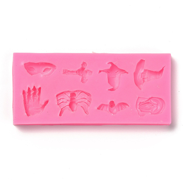 PandaHall DIY Halloween Skull Patterns Food Grade Silicone Fondant Molds, for DIY Cake Decoration, UV & Epoxy Resin Jewelry Making, Hot Pink...