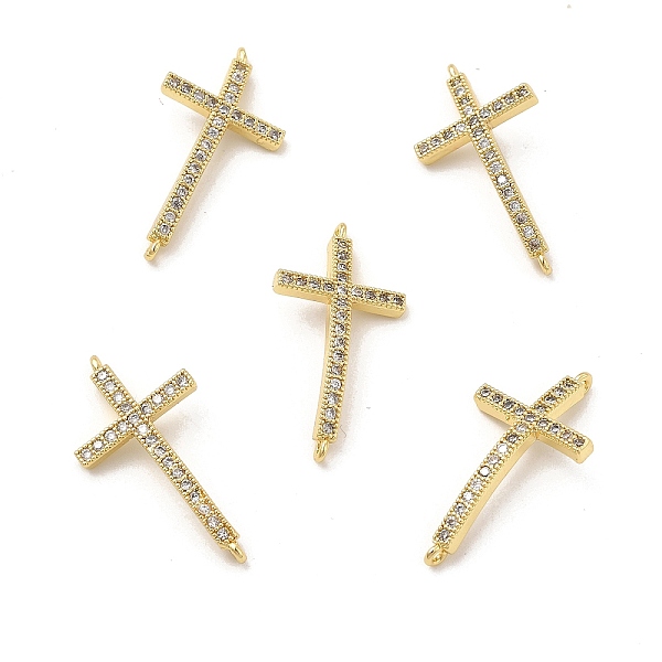 

PandaHall Brass Micro Pave Clear Cubic Zirconia Connector Charms, Religion Cross Links, Real 18K Gold Plated, 31x16x3.5mm, Hole: 1.2mm...