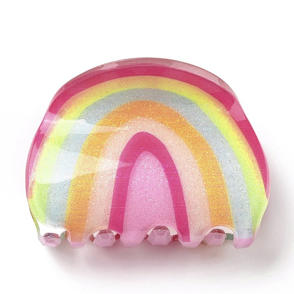 

PandaHall Rainbow Shaped Acrylic Claw Hair Clips, Hair Accessories for Girls, Colorful, 36x50x30mm Acrylic