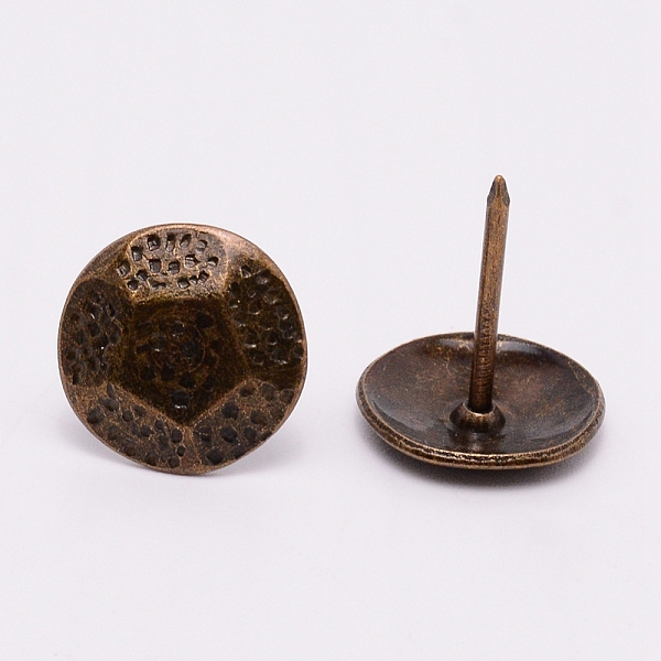 

PandaHall Iron Nails, Sofa Foam Nails, for Furniture Decoration, Round, Antique Bronze, 22.9x19.8mm, Pin: 1.9mm Iron