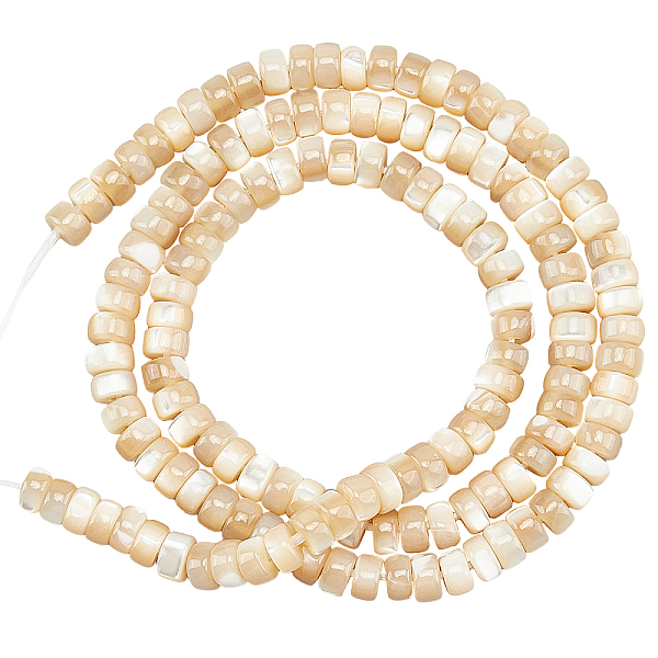 

PandaHall About 196 Pcs Natural Trochid Shell Heishi Beads, 4mm Flat Round Shell Beads Spacer Trochus Column Spacer Beads Strands Disc..., Orange